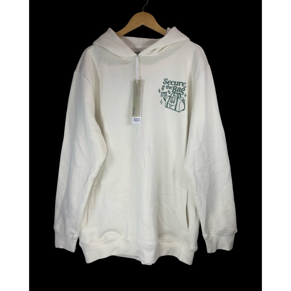 Reason Brand Secure the Bag Stack that Cash Hoodie Cream Green Graphic XXL NEW